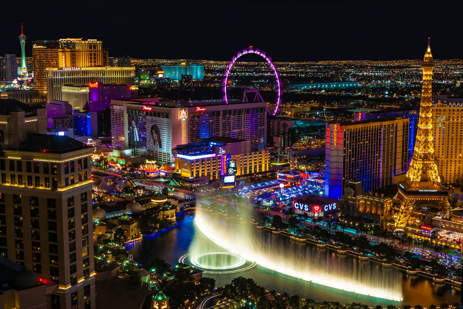 The Las Vegas Strip lit up at night, Nevada