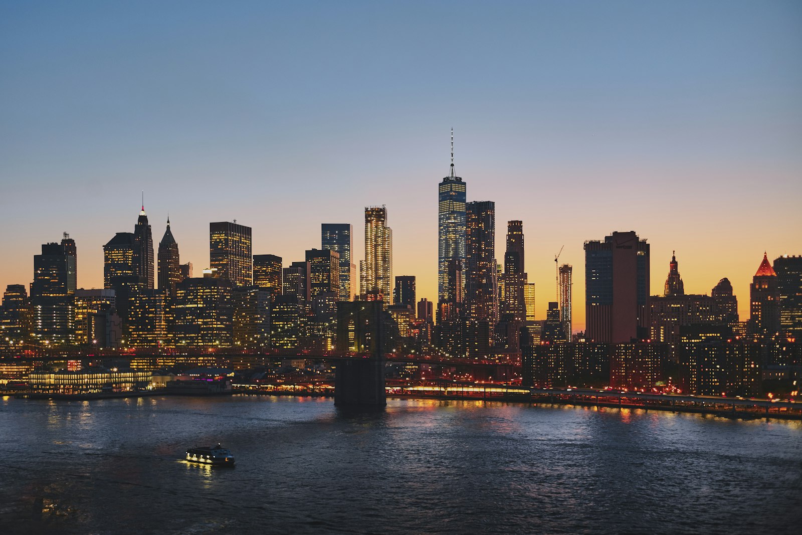 The Manhattan skyline in New York City seen from a distance