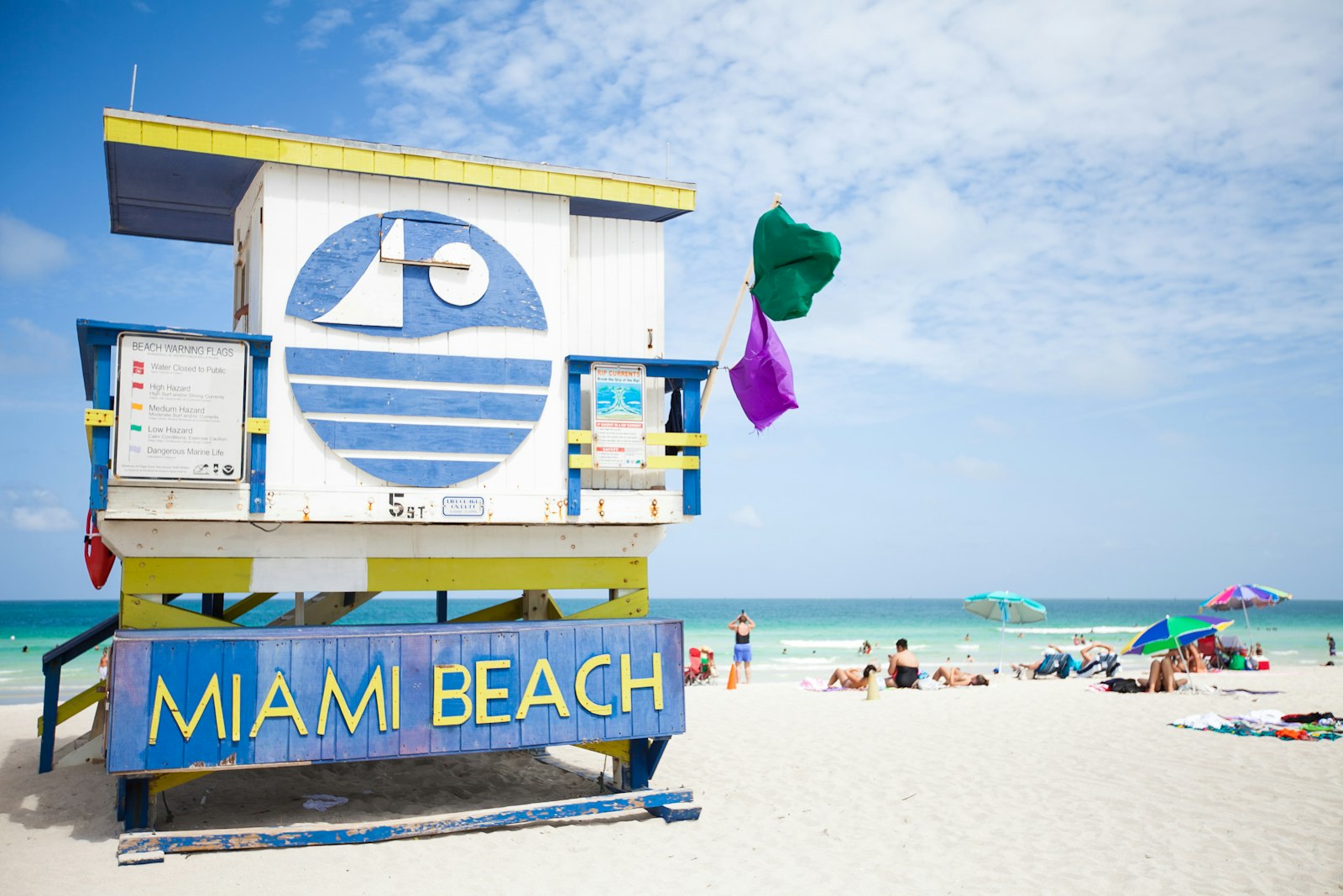 Beach and lifeguard tower in Miami Beach, Florida